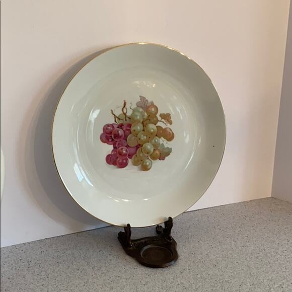 Vintage Germany cabinet shelf fruit plate platter white & grapes display serving - Picture 2 of 7
